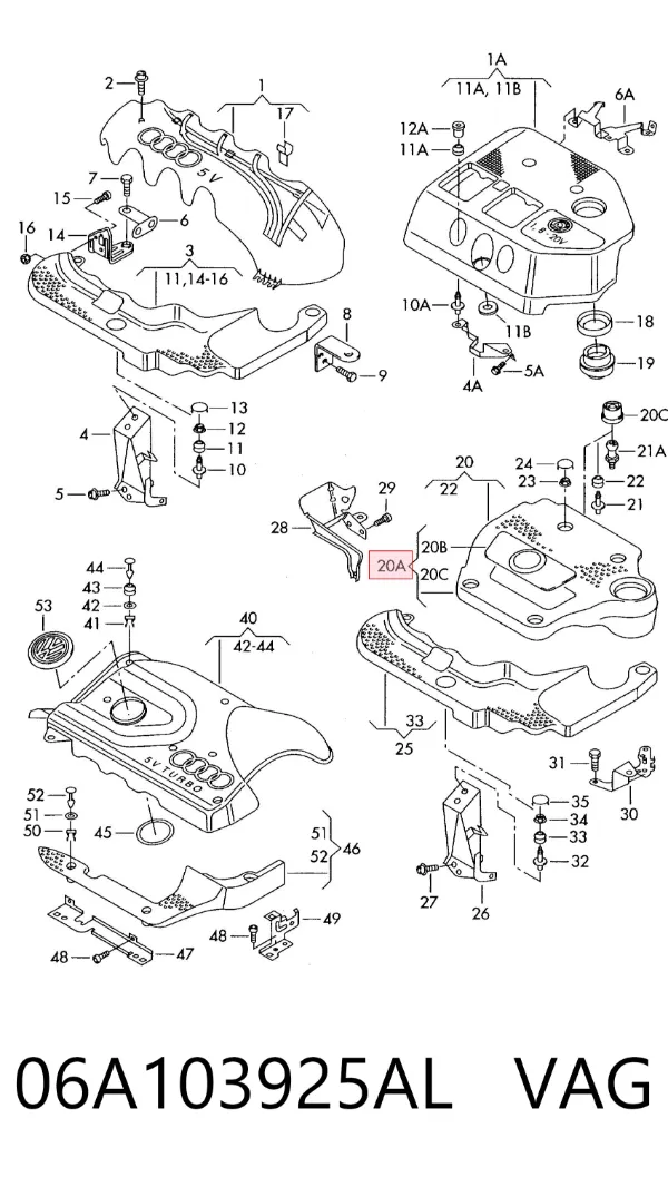 Tapa motor 06A103925AL VAG