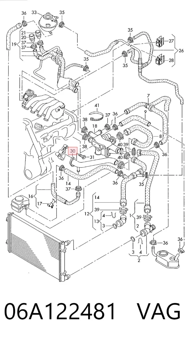 Manguera radiador 06A122481 VAG