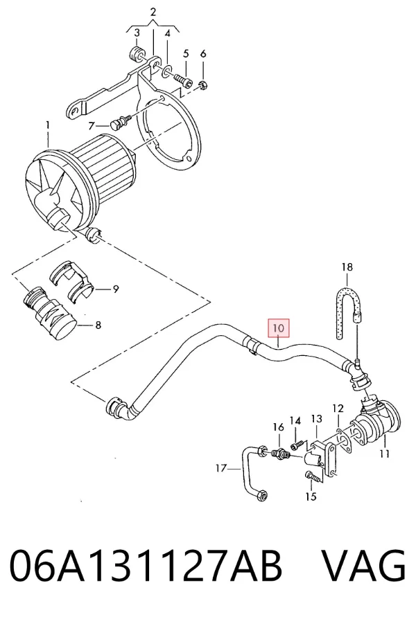 Tubo de ventilación del cárter 06A131127AB VAG