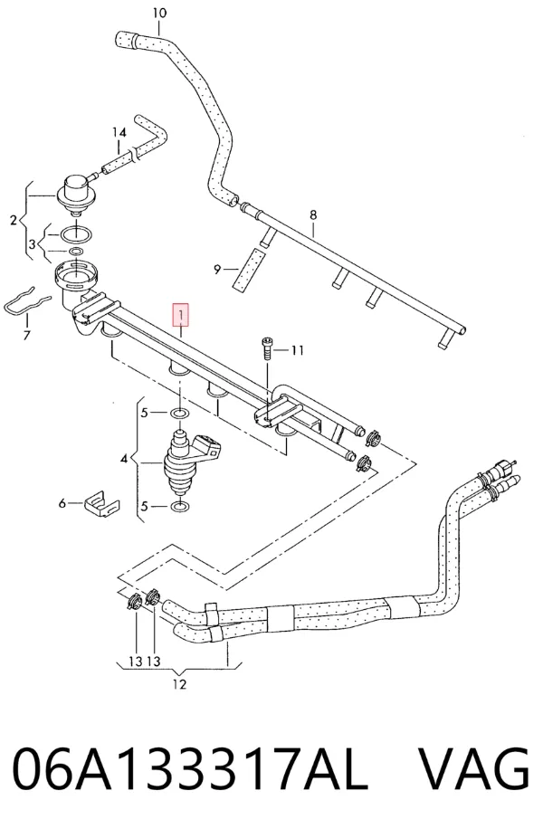 Rampa de combustible 06A133317AL VAG