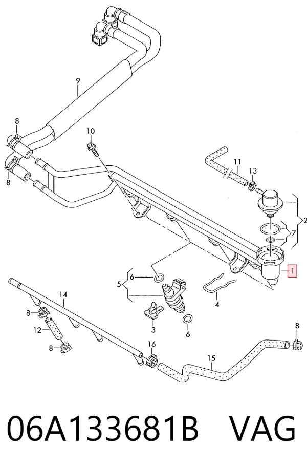 Rampa de combustible 06A133681B VAG