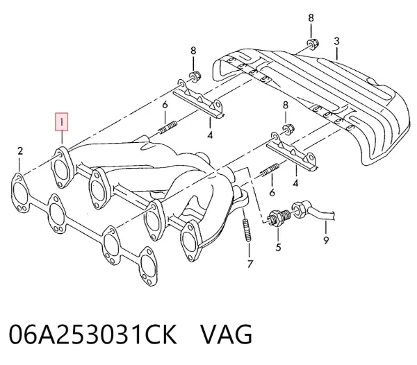 Colector de escape 06A253031CK VAG