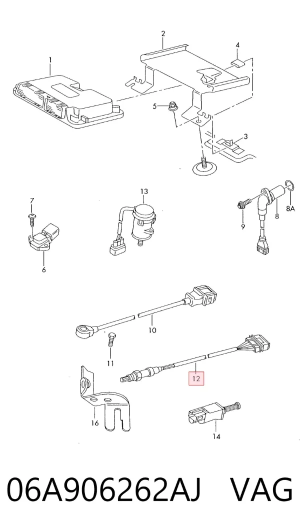Sonda lambda de oxígeno posterior al catalizador 06A906262AJ VAG