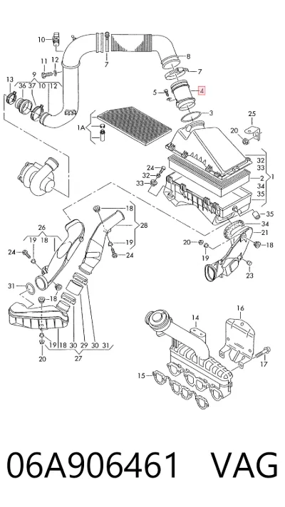 Sensor de flujo de masa de aire VAG 06A906461