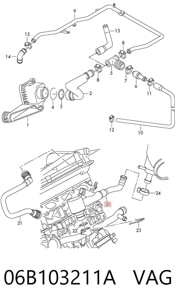 Tubo de ventilación del cárter 06B103211A VAG