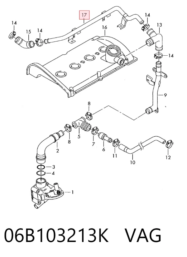 Tubo de ventilación del cárter 06B103213K VAG