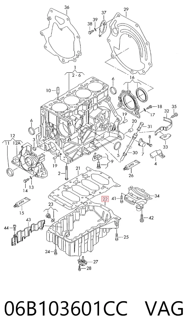 Cárter de aceite del motor 06B103601CC VAG