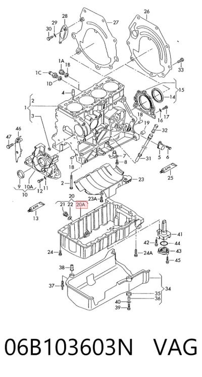 Cárter de aceite del motor VAG 06B103603N