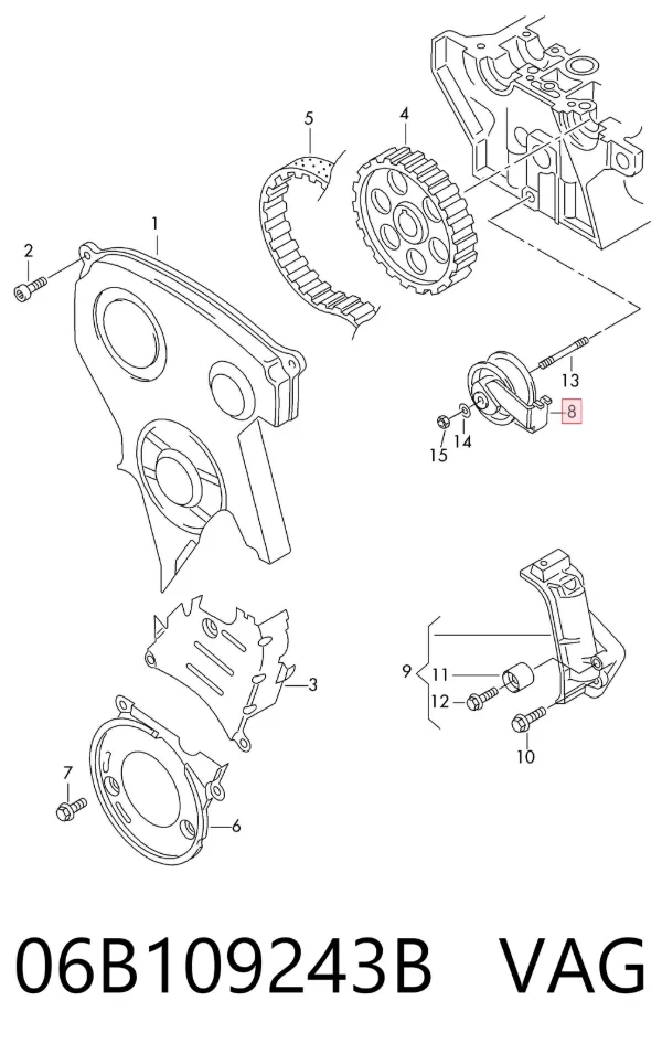 Tensor correa distribución 06B109243B VAG