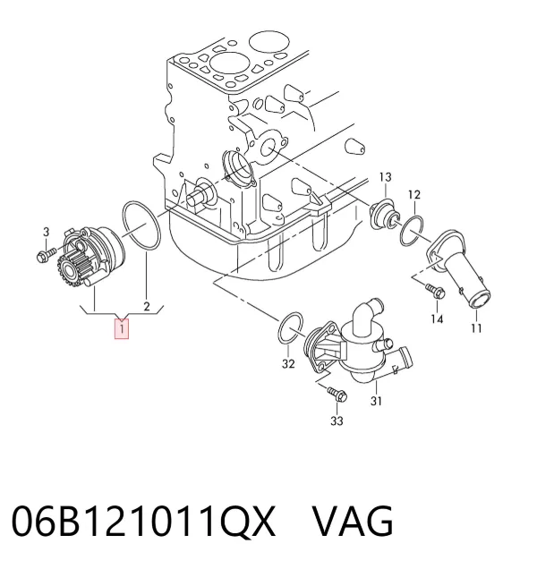 Bomba de agua 06B121011QX VAG