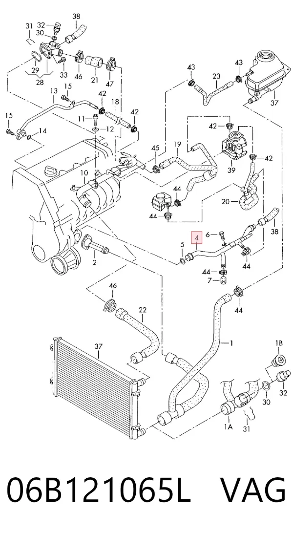 Manguera radiador 06B121065L VAG