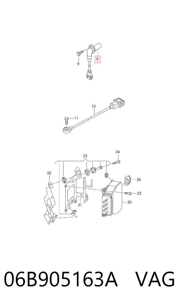 Sensor de árbol de levas 06B905163A VAG