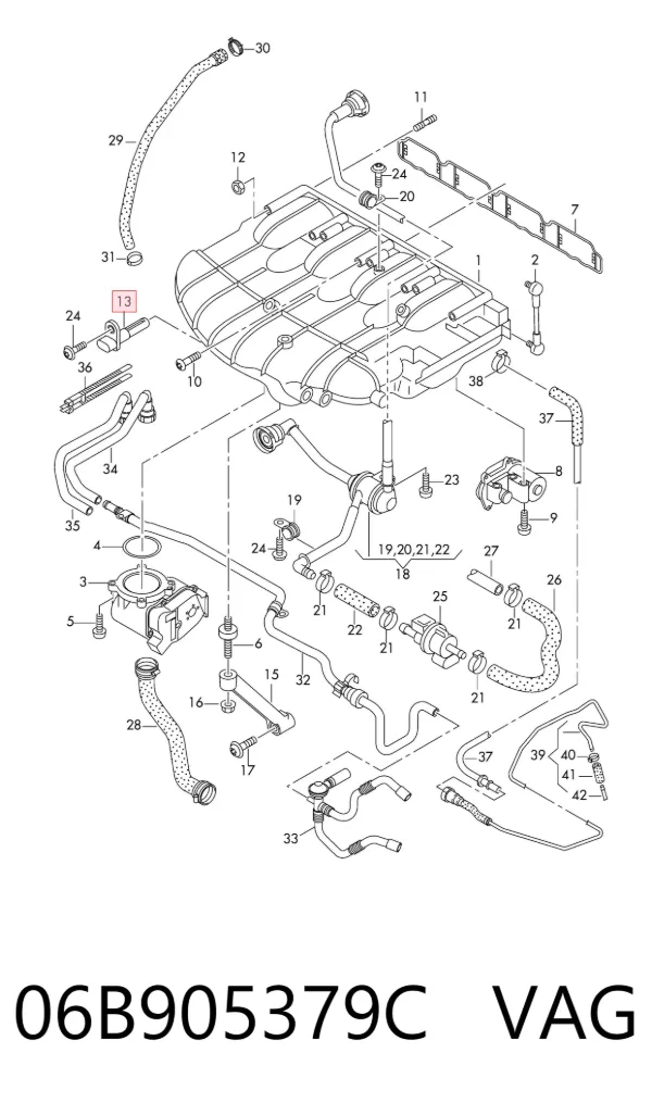 Sensor de temperatura del aire de admisión 06B905379C VAG