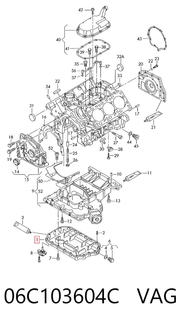 Cárter de aceite del motor 06C103604C VAG