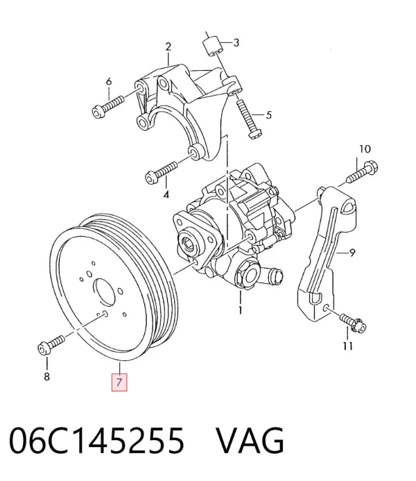Polea de la bomba de dirección asistida 06C145255 VAG