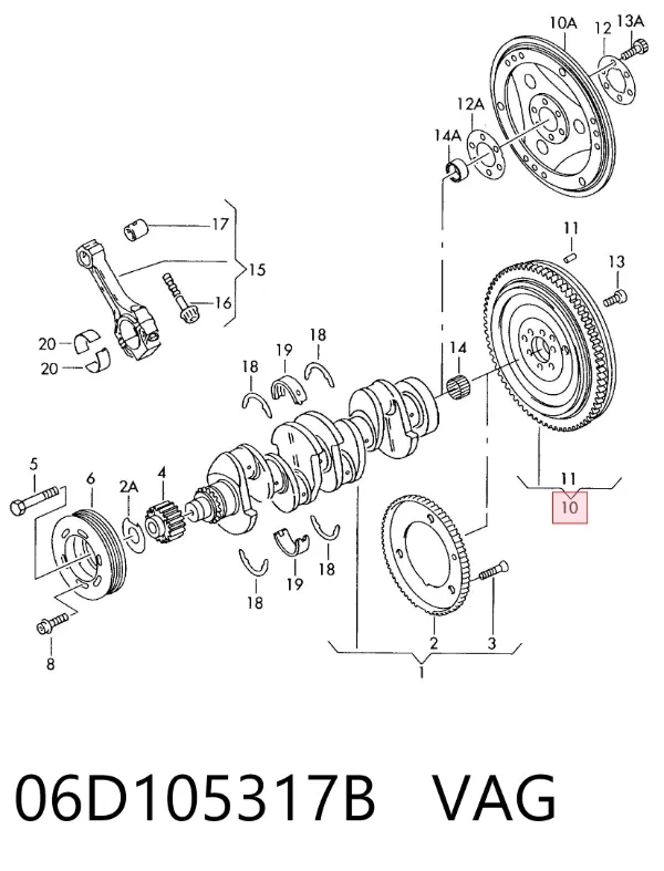 Volante motor 06D105317B VAG