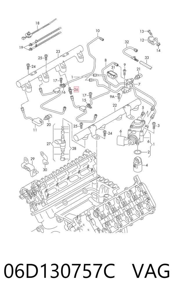 Válvula de retorno de combustible 06D130757C VAG