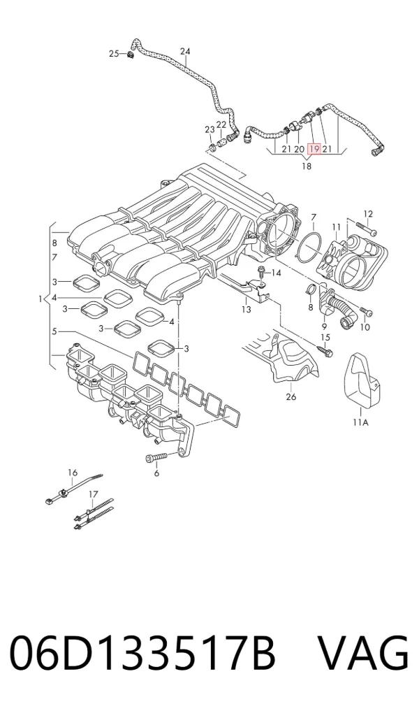 Válvula de ventilación de gases del tanque de combustible 06D133517B VAG