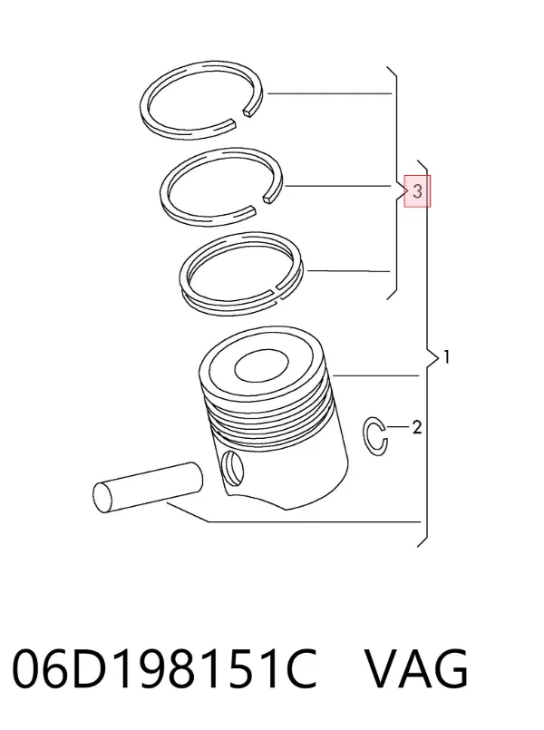 Juego de pistones para motor, STD 06D198151C VAG