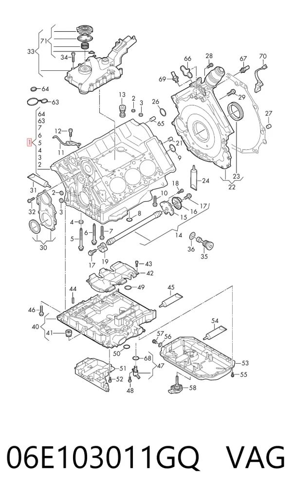 Bloque de cilindros del motor 06E103011GQ VAG