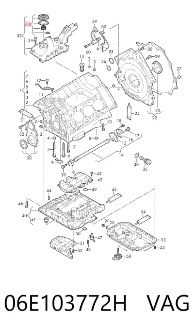Separador de aceite del sistema de ventilación del cárter VAG 06E103772H