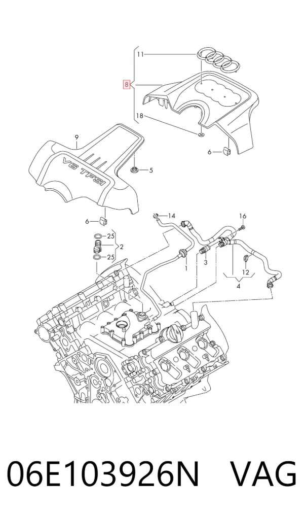 Tapa motor 06E103926N VAG