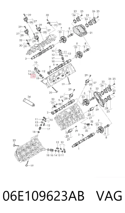Muelle de válvula VAG 06E109623AB