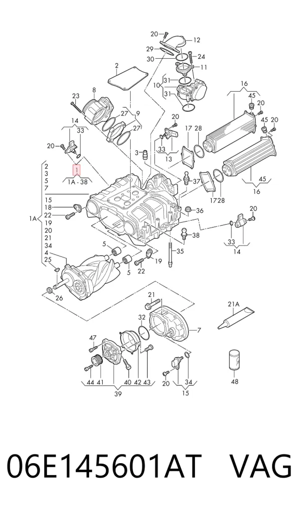 Compresor de sobrealimentación del motor 06E145601AT VAG