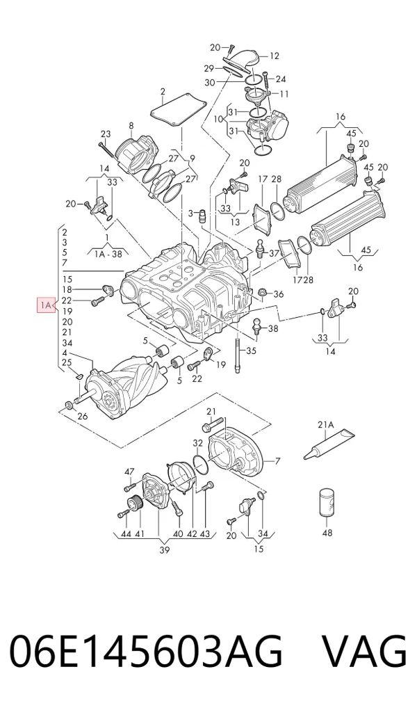 Compresor de sobrealimentación del motor 06E145603AG VAG