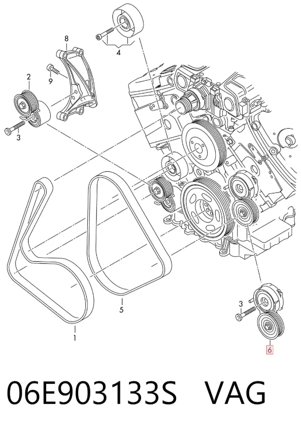 Tensor de correa poli V 06E903133S VAG