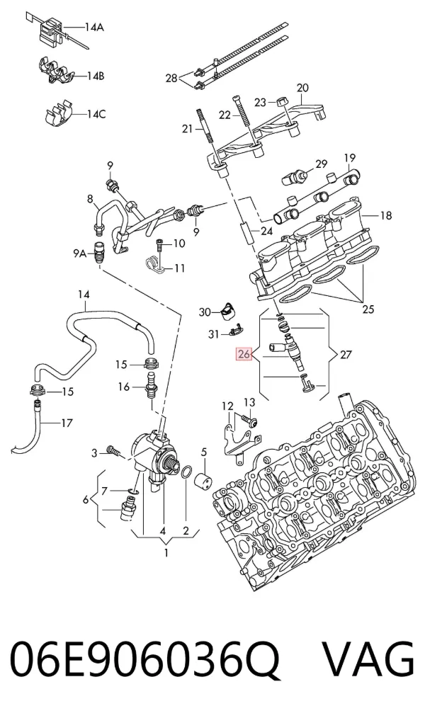 Inyector 06E906036Q VAG