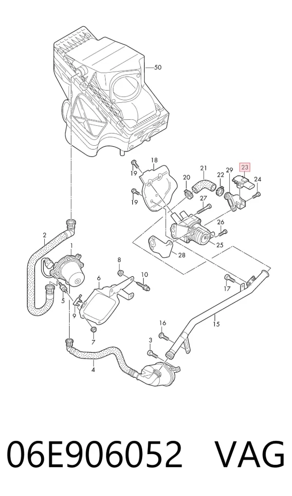 Sensor de presión del tubo de aire secundario 06E906052 VAG