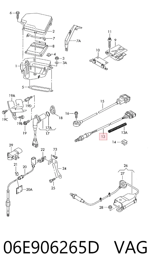 Sonda lambda, sensor de oxígeno después del catalizador izquierdo 06E906265D VAG