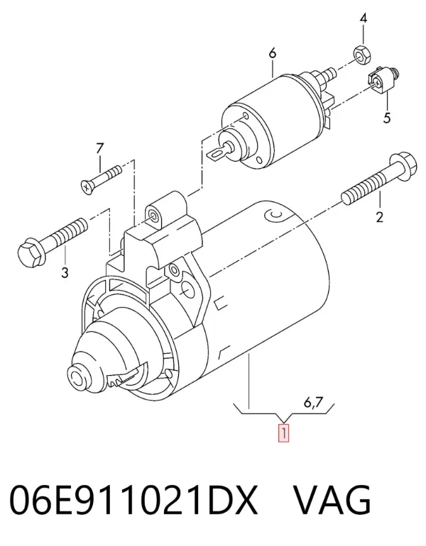 Motor de arranque 06E911021DX VAG