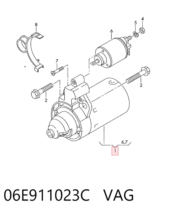 Motor de arranque 06E911023C VAG