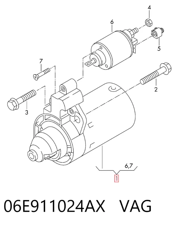 Motor de arranque 06E911024AX VAG
