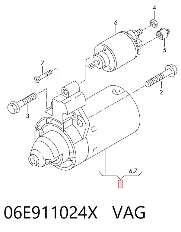 Motor de arranque 06E911024X VAG