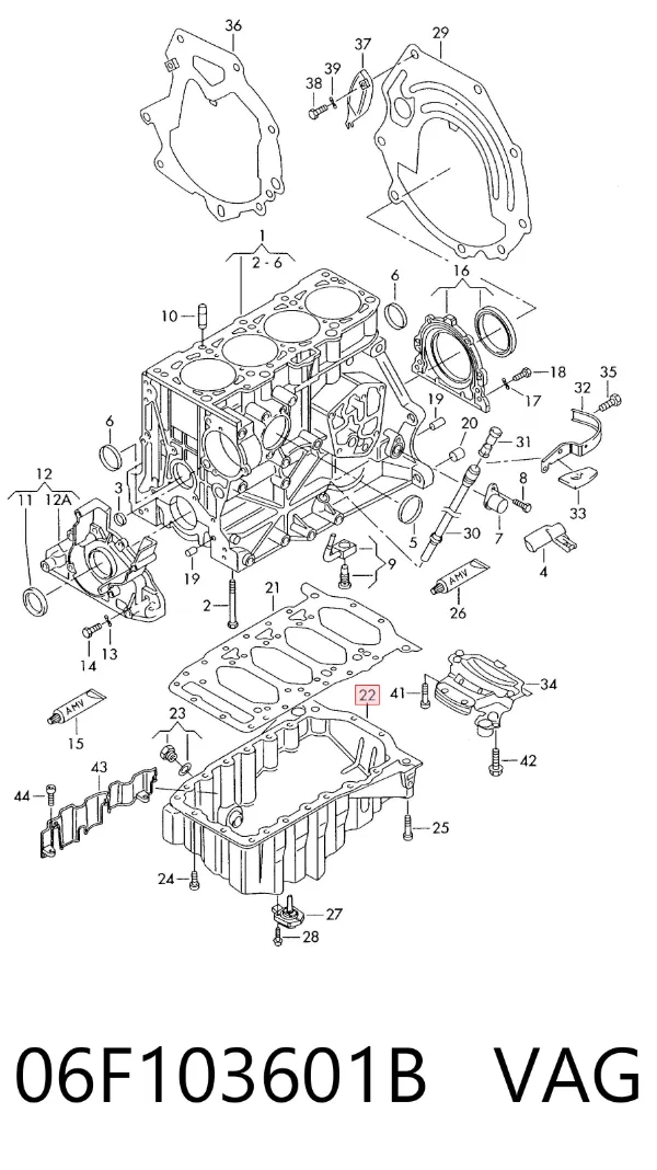 Cárter de aceite del motor 06F103601B VAG