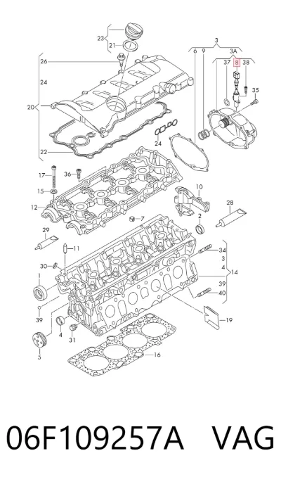Válvula solenoide de control de posición del árbol de levas VAG 06F109257A