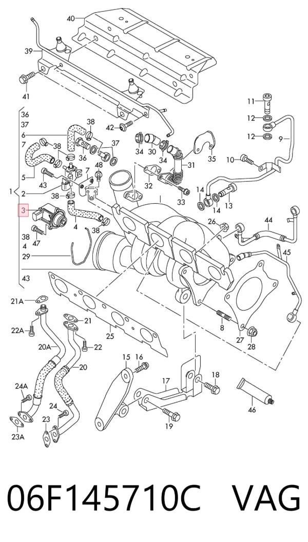 Válvula solenoide de control de presión de sobrealimentación 06F145710C VAG