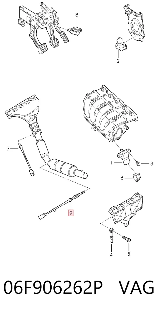 Sonda lambda de oxígeno posterior al catalizador 06F906262P VAG