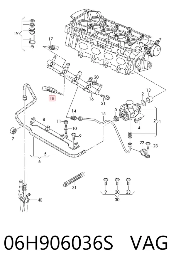 Inyector 06H906036S VAG