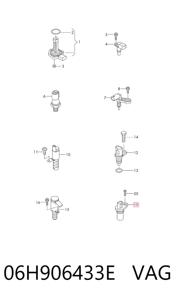 Sensor de cigüeñal 06H906433E VAG