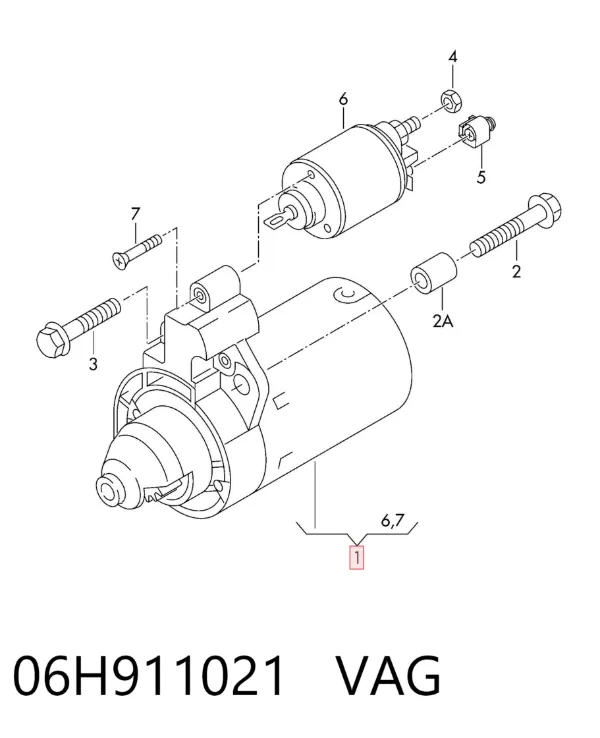 Motor de arranque 06H911021 VAG