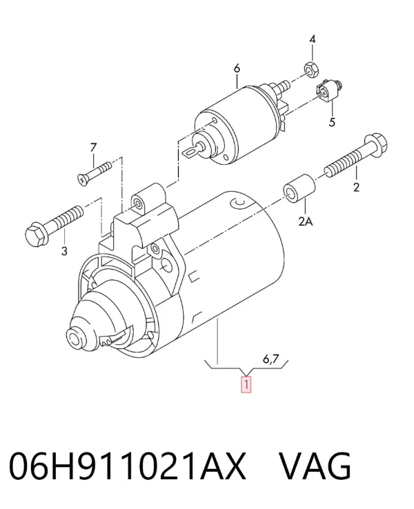 Motor de arranque 06H911021AX VAG