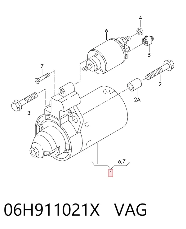 Motor de arranque 06H911021X VAG