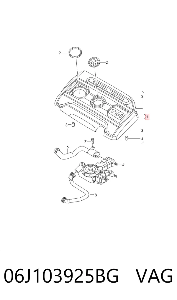 Tapa motor 06J103925BG VAG