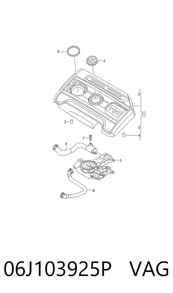 Tapa motor 06J103925P VAG
