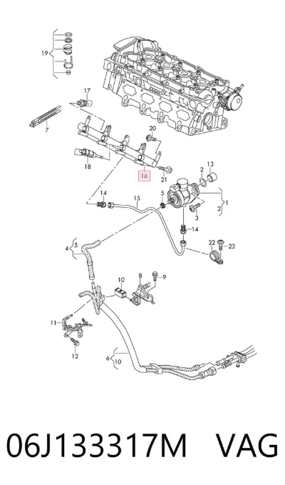Rampa de combustible VAG 06J133317M