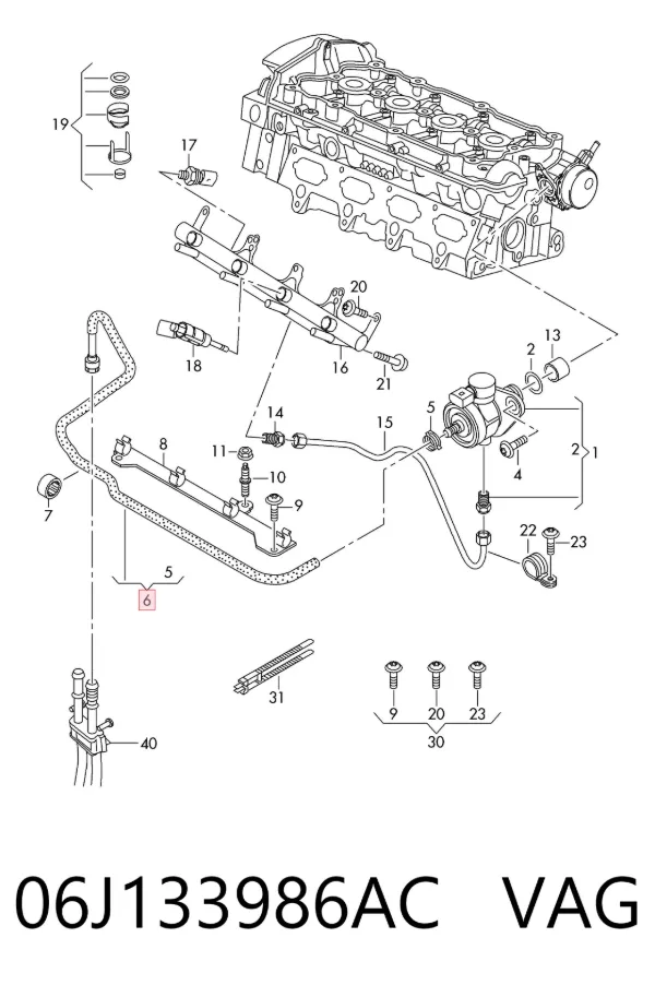 Manguera de combustible universal 06J133986AC VAG